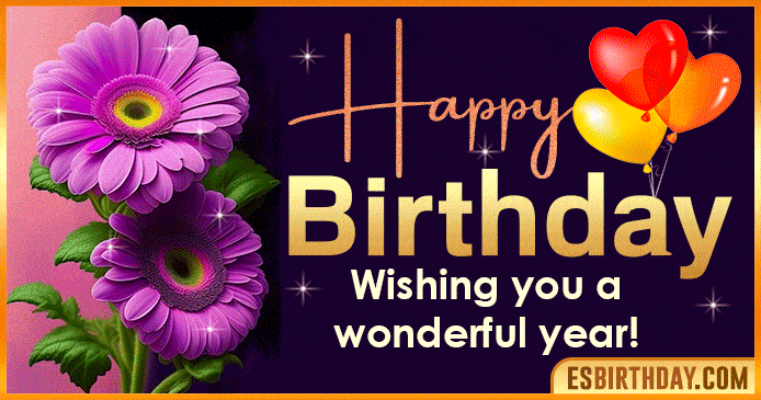 Happy Birthday Flowers Gif